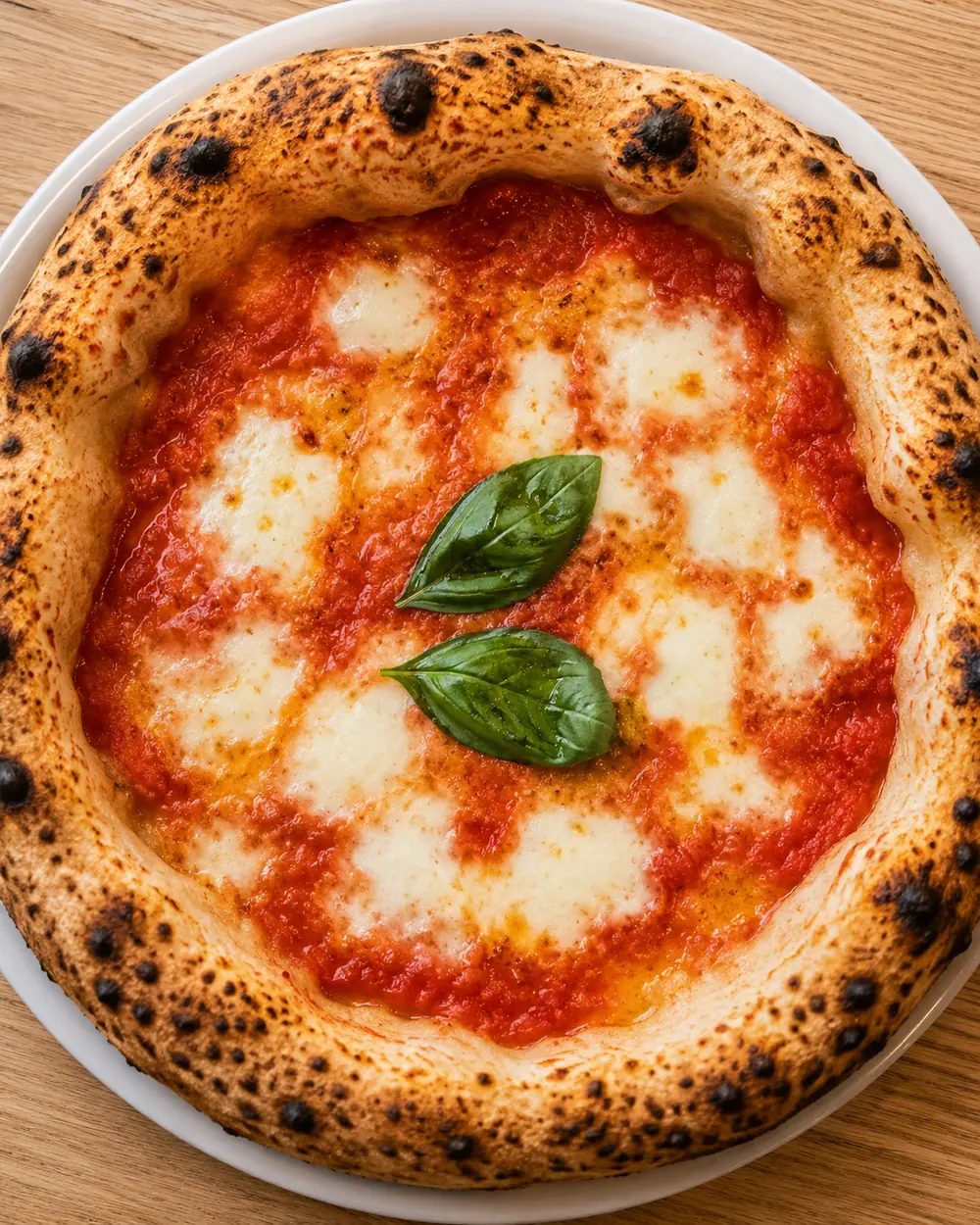 Pizza margherita appena uscita dal forno a legna